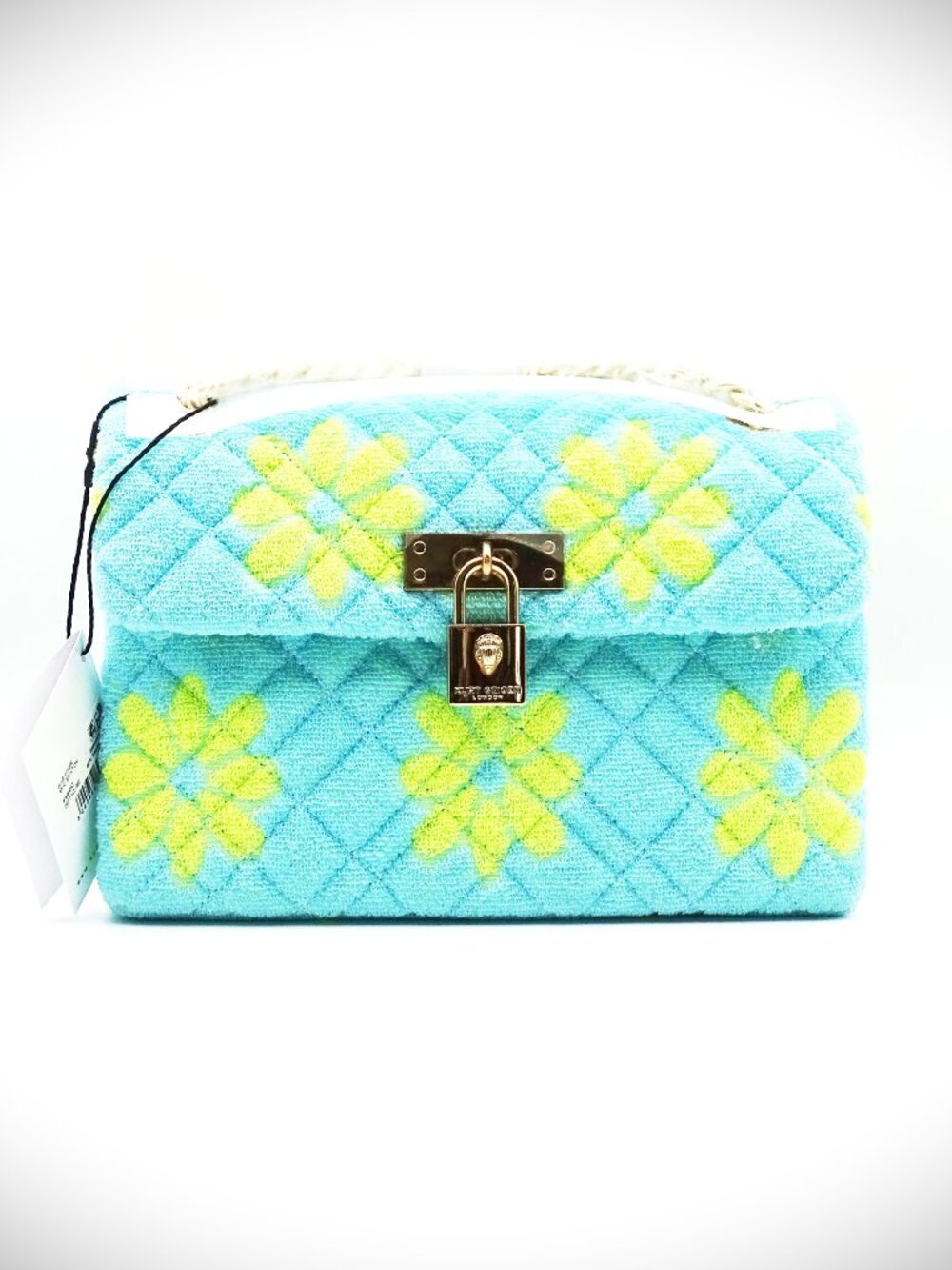 KURT GEIGER LONDON Small Open Blue Color Textile Brixton Crossbody Bag